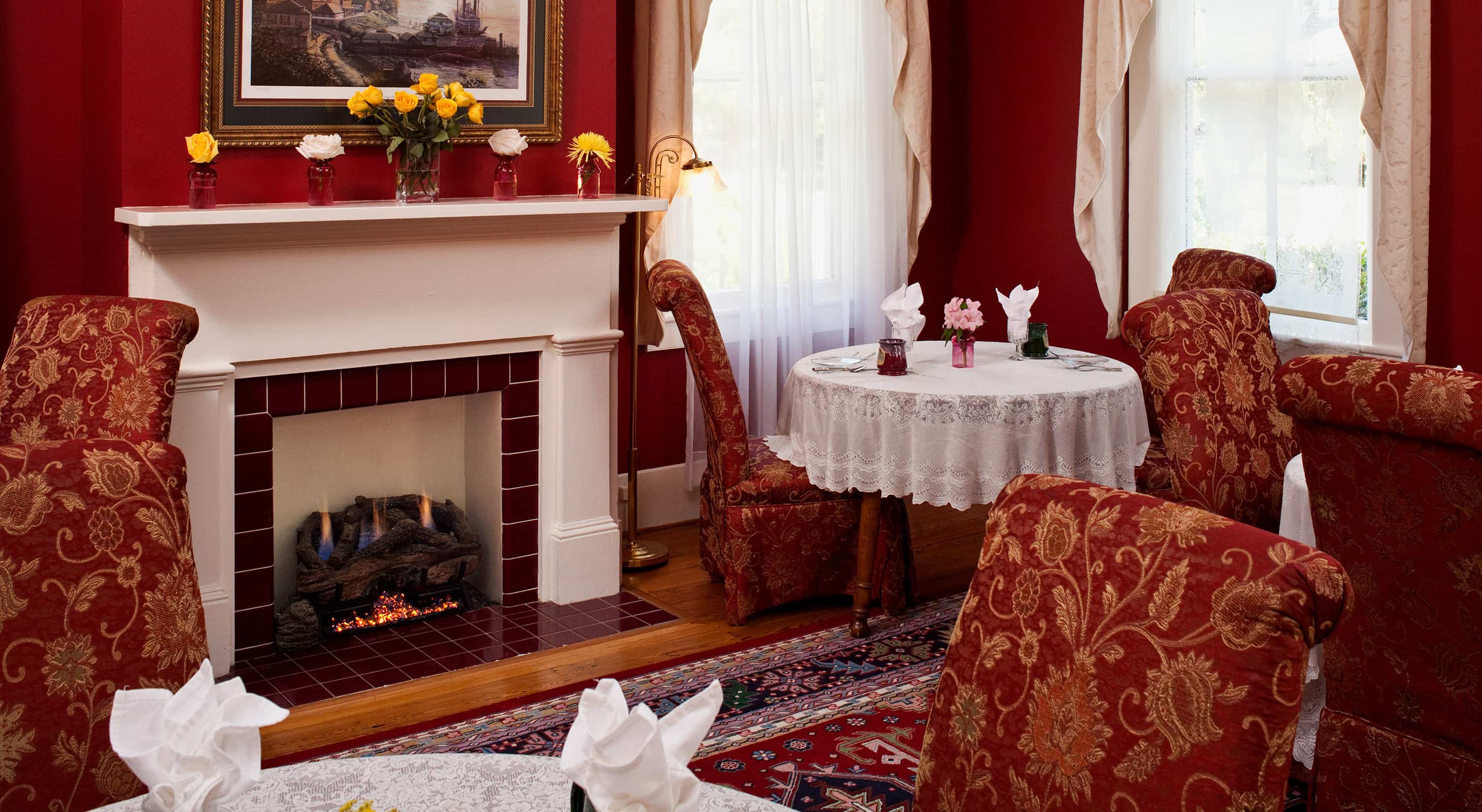 Dining tables at our bed and breakfast in Natchez, MS