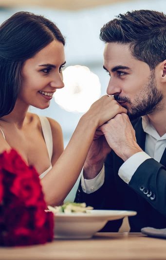 Romantic couple on a dinner date