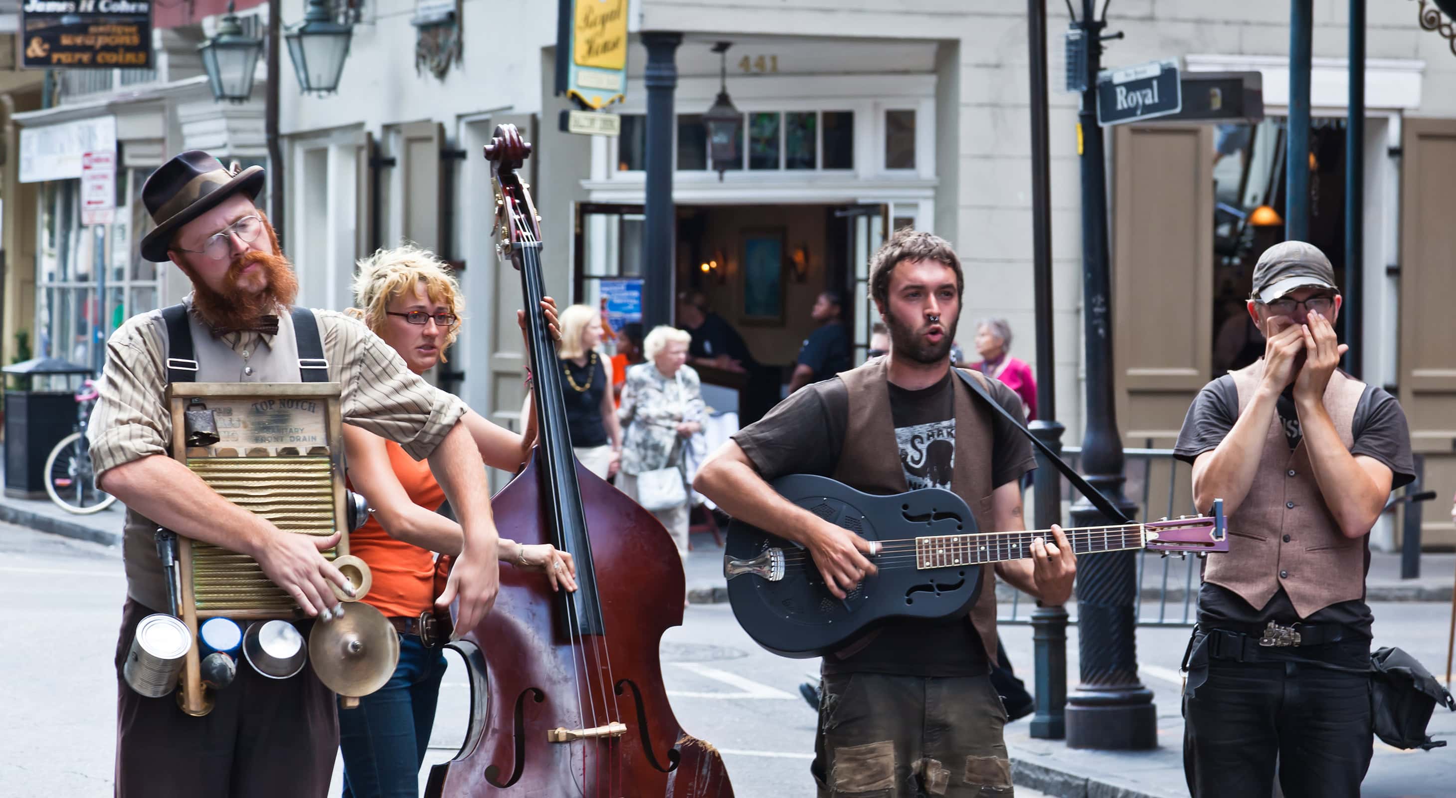 jazz band performing in a street